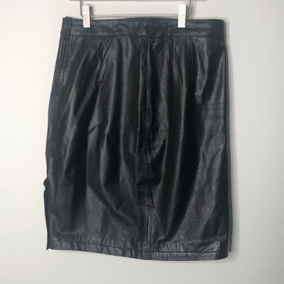 Vintage 90’s G-III Genuine Leather skirt black size 11/12 medium - Picture 1 of 8